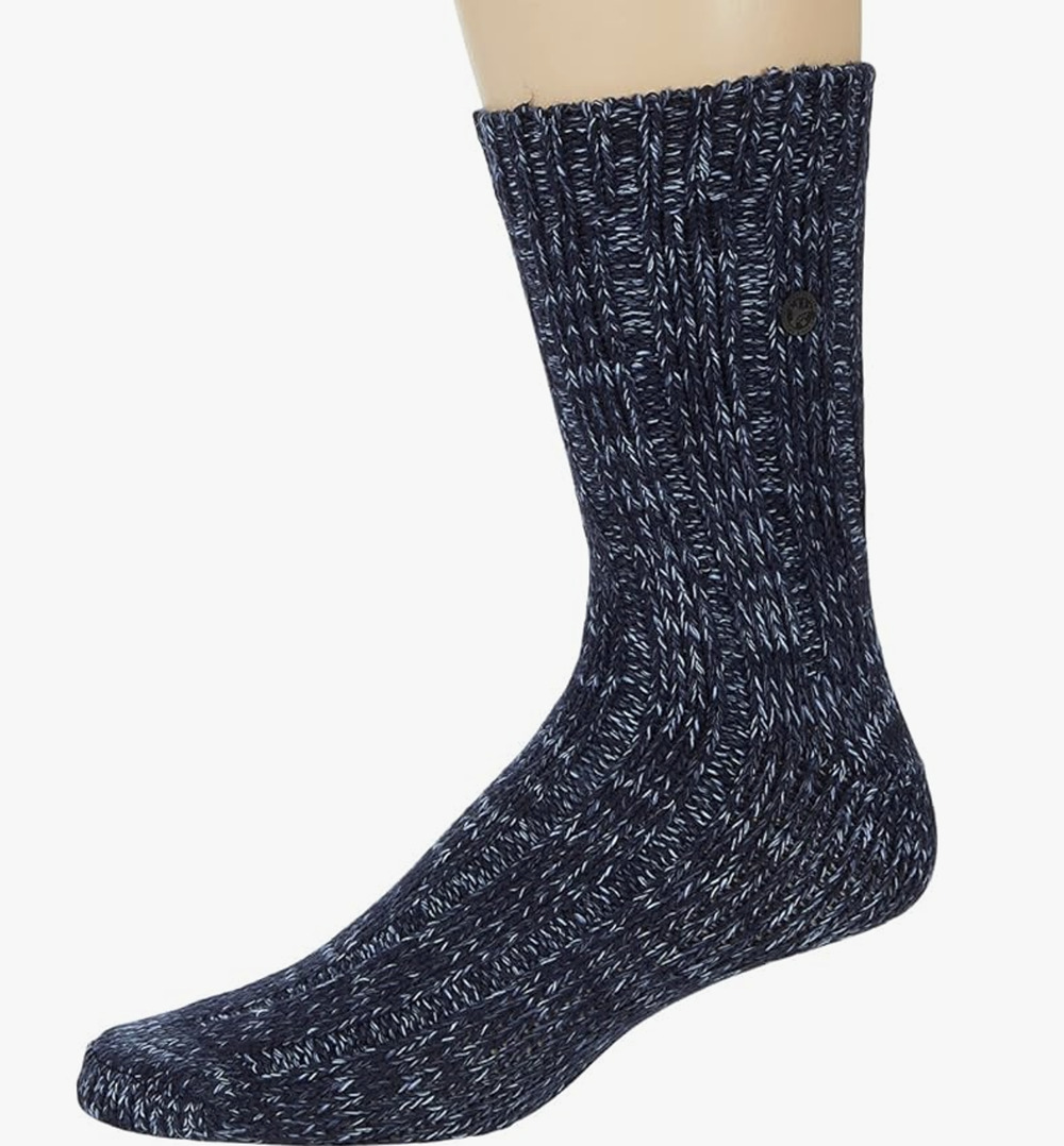Birkenstock Women's L8-L10 Navy Blue Cotton Twist Knit Crew Socks OS8-35